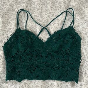 Free People Green Lace Cropped Top